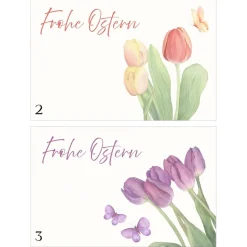 Makramee Tulpen Armband „Frohe Ostern“ – Freundschaftsarmband – Ostergeschenk in Wunschfarbe & Schmuckkarte