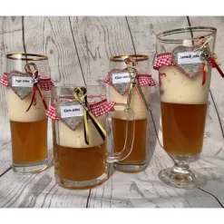 Maßkrug-Band, Maßkrug-Strumpfband, Markierungsband, Krugband zünftig kariert Wunschbeschriftung Filzherz