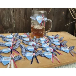 Maßkrug-Band, Maßkrug-Strumpfband, Markierungsband, Krugband zünftig kariert Wunschbeschriftung Filzherz