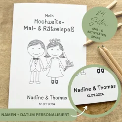 Malbuch digital | Hochzeit Unterhaltung für Kinder | personalisierbar | Mal - & Aktivitätenbuch | PDF