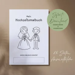Malbuch für Kinder | Hochzeit Unterhaltung für Kinder | 20 Seiten mit Ausmalbildern | Digitale Datei PDF | DIY