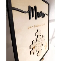 Mama wir lieben dich personalisiertes Holzbild mit Puzzle. Ideal zum Muttertag, Valentinstag, Geschenk