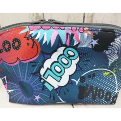 Mappe/Kosmetiktasche Comic blau in 3 Größen – Federmäppchen & Stiftetasche aus