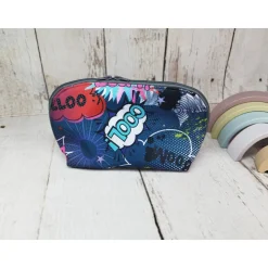 Mappe/Kosmetiktasche Comic blau in 3 Größen – Federmäppchen & Stiftetasche aus