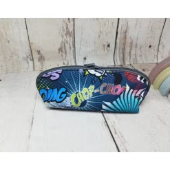 Mappe/Kosmetiktasche Comic blau in 3 Größen – Federmäppchen & Stiftetasche aus