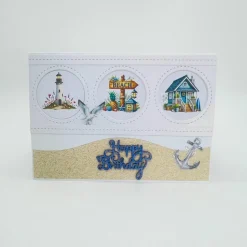 Maritime Geburtstagskarte 3D handgefertigt – Glückwunschkarte Strand, Urlaub, personalisierbar