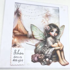 Maritime Geburtstagskarte mit Elfe – Glückwunschkarte Strand & Urlaub im Tippi Zelt– personalisierbar