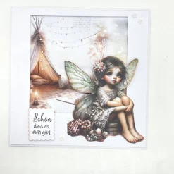 Maritime Geburtstagskarte mit Elfe – Glückwunschkarte Strand & Urlaub im Tippi Zelt– personalisierbar