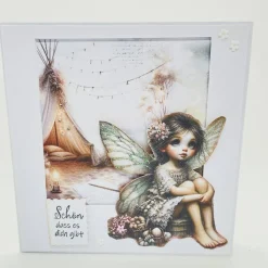 Maritime Geburtstagskarte mit Elfe – Glückwunschkarte Strand & Urlaub im Tippi Zelt– personalisierbar