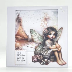 Maritime Geburtstagskarte mit Elfe – Glückwunschkarte Strand & Urlaub im Tippi Zelt– personalisierbar