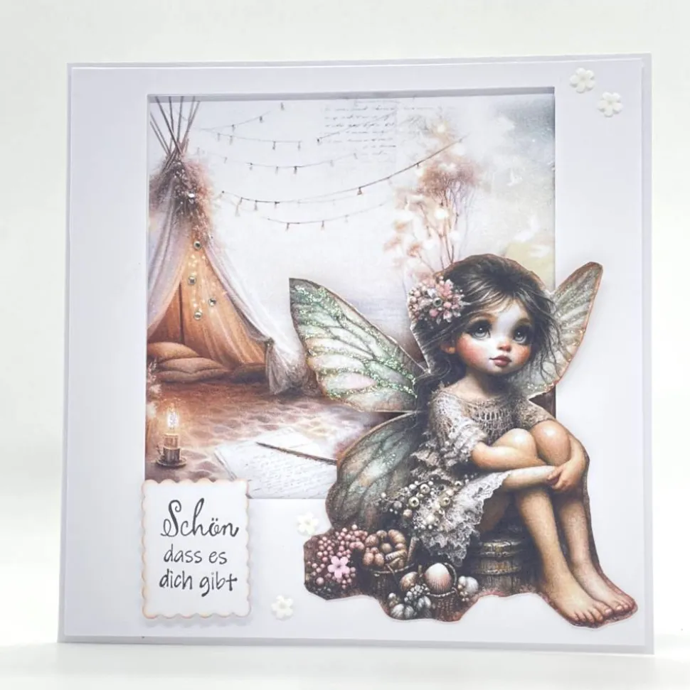 Maritime Geburtstagskarte mit Elfe – Glückwunschkarte Strand & Urlaub im Tippi Zelt– personalisierbar