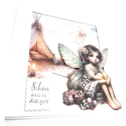 Maritime Geburtstagskarte mit Elfe – Glückwunschkarte Strand & Urlaub im Tippi Zelt– personalisierbar