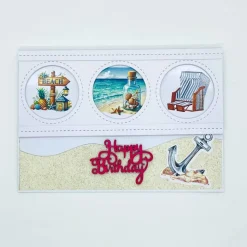 Maritime Geburtstagskarte 3D handgefertigt – Glückwunschkarte Strand, Urlaub, personalisierbar