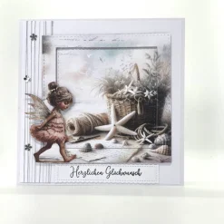 Maritime Geburtstagskarte mit Elfe – Glückwunschkarte Strand & Urlaub – personalisierbar