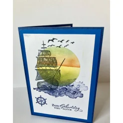 Maritime Geburtstagskarte mit Schiff Grußkarte Handarbeit Unikat