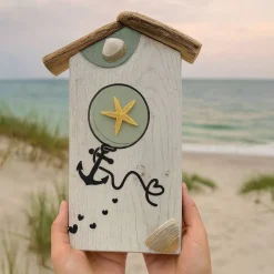Maritime Treibholz Deko – Handgemachte kleine Deko Häuser aus Holz als Geschenkidee
