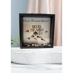 Maritimer Bilderrahmen mit Ostsee-Spruch – Geschenk für Freundin, skandinavische Deko mit Strandgut