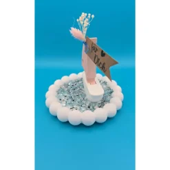 Maritimes Schiff auf einem kleinen runden Teller mit blauen glitzerenden Steinen /Maritime Deko