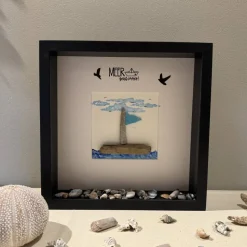 Maritimes Wandbild Segelboot – Handgemachtes Steinbild als einzigartiges Geschenk und Deko