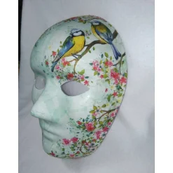 Maske, Frühling, handbemalt, Serviettentechnik, Pappmache