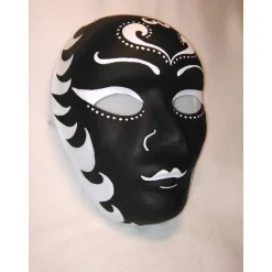 Maske, schwarz, weiß, handbemalt, Pappmache