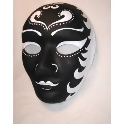 Maske, schwarz, weiß, handbemalt, Pappmache