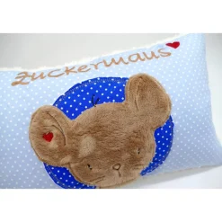 Maus im Doodlekreis - Namenskissen Taufkissen Kuschelkissen Kindergartenkissen Geburtsgeschenk  Schmusekissen