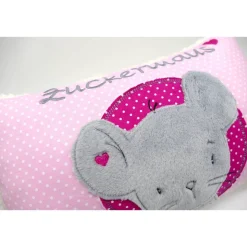 Maus im Doodlekreis - Namenskissen Taufkissen Kuschelkissen Kindergartenkissen Geburtsgeschenk  Schmusekissen