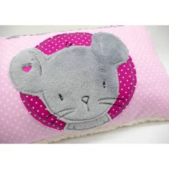 Maus im Doodlekreis - Namenskissen Taufkissen Kuschelkissen Kindergartenkissen Geburtsgeschenk  Schmusekissen
