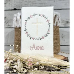 Mädchen Gotteslobhülle Blütenkranz Gebetbuchhülle Blumenkranz Blumen Kreuz aus Filz personalisiert