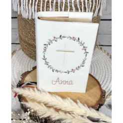 Mädchen Gotteslobhülle Blütenkranz Gebetbuchhülle Blumenkranz Blumen Kreuz aus Filz personalisiert