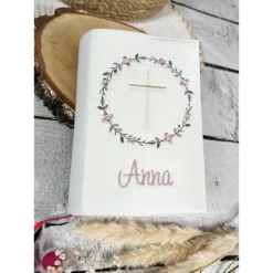 Mädchen Gotteslobhülle Blütenkranz Gebetbuchhülle Blumenkranz Blumen Kreuz aus Filz personalisiert