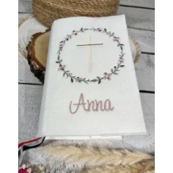Mädchen Gotteslobhülle Blütenkranz Gebetbuchhülle Blumenkranz Blumen Kreuz aus Filz personalisiert