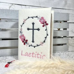 Mädchen Gotteslobhülle Blütenkranz Gebetbuchhülle Blumenkranz Blumen Kreuz aus Filz personalisiert