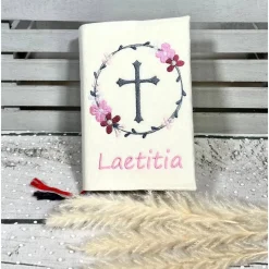 Mädchen Gotteslobhülle Blütenkranz Gebetbuchhülle Blumenkranz Blumen Kreuz aus Filz personalisiert