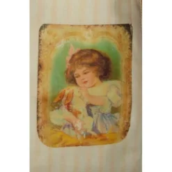 Mädchen mit Hase Stoff - Ostertasche grün weiß mit Bügelbild