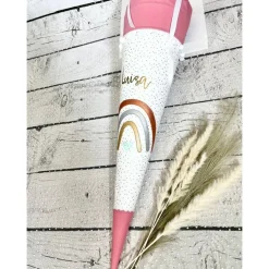 Mädchen Schultüte aus Stoff Regenbogen personalisiert 70 cm