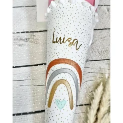 Mädchen Schultüte aus Stoff Regenbogen personalisiert 70 cm