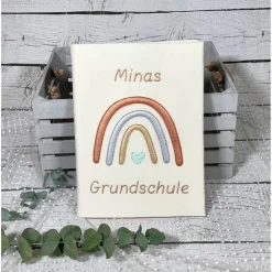 Mädchen Schultüte aus Stoff Regenbogen personalisiert 70 cm