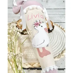 Mädchen Schultüte Geschwistertüte Ente Liese aus Stoff / Musselinstoff 35 cm