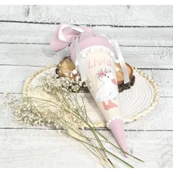 Mädchen Schultüte Geschwistertüte Ente Liese aus Stoff / Musselinstoff 35 cm