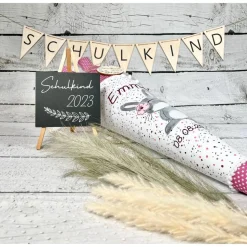 Mädchen Schultüte Hase Marie aus Stoff personalisiert 70 cm