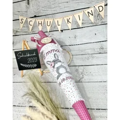 Mädchen Schultüte Hase Marie aus Stoff personalisiert 70 cm