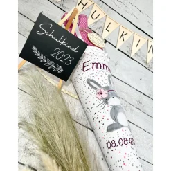 Mädchen Schultüte Hase Marie aus Stoff personalisiert 70 cm