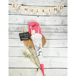 Mädchen Schultüte Hase Marie personalisiert aus Stoff bzw. Musselinstoff 70 cm