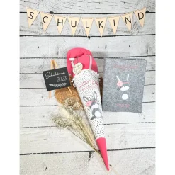 Mädchen Schultüte Hase Marie personalisiert aus Stoff bzw. Musselinstoff 70 cm