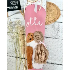 Mädchen Schultüte Hund und Mädchen aus Stoff personalisiert 70 cm