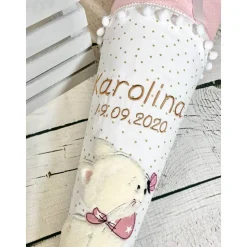 Mädchen Schultüte mit flauschiger Katze  Luna aus Stoff 70 cm