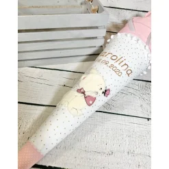 Mädchen Schultüte mit flauschiger Katze  Luna aus Stoff 70 cm