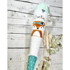 Mädchen Schultüte mit flauschigem Fuchs Fuchsmädchen Foxi aus Stoff 70 cm